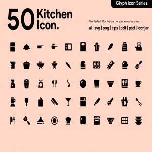 50 Kitchen Icon Glyph