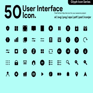 50 User Interface Glyph Icon