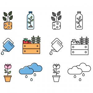 Gardening icon set