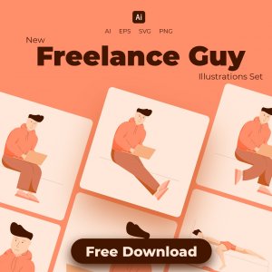 Freelance Guy Illustrations Set