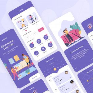 Home Cleaning App for Adobe XD