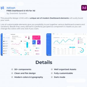 XdDash - Free Dashboard UI Kit for Adobe XD