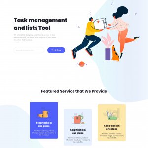 Taskia - Free Landing Page for Adobe XD