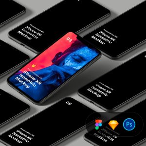 iPhone XR Isometric Mockup