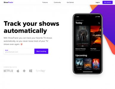 ShowTrackr Landing Page