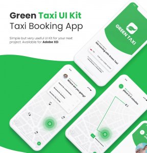Green Taxi Free App UI Kit