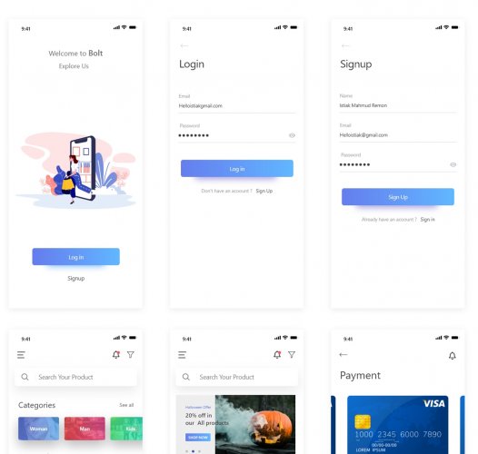 Bolt E-commerce App UI Kit - Design Anything