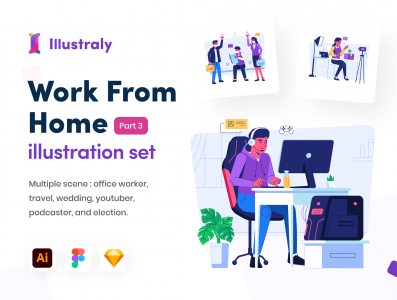 Illustraly - Work from Home Illustration set 3
