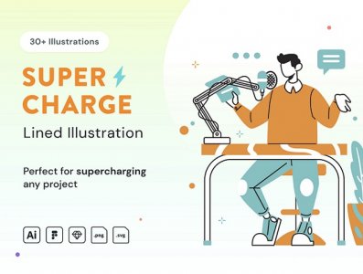 Supercharge Lined Illustration