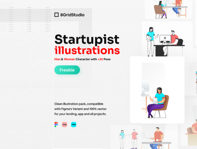 Free Startupist illustrations in 3 style