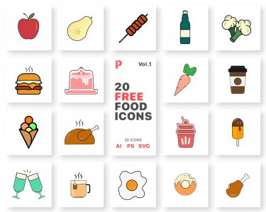 Free 20 Food Vector Icons Vol.1