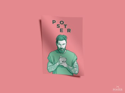 Wavy Poster Mockup Template PSD