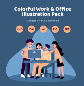 Colorful Work and Office Illustration pack Business and Office Illustration Pack