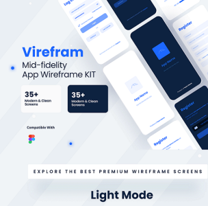 Virefram - Mid-fidelity App Wireframe Kit - Full Login & Register Process